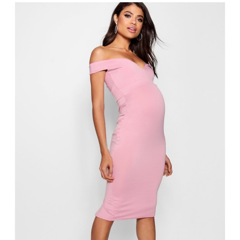 Blush Pink Boohoo Maternity Dress